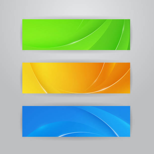 Abstract horizontal banners Set of three horizontal banners with bright abstract background colorful page borders stock illustrations