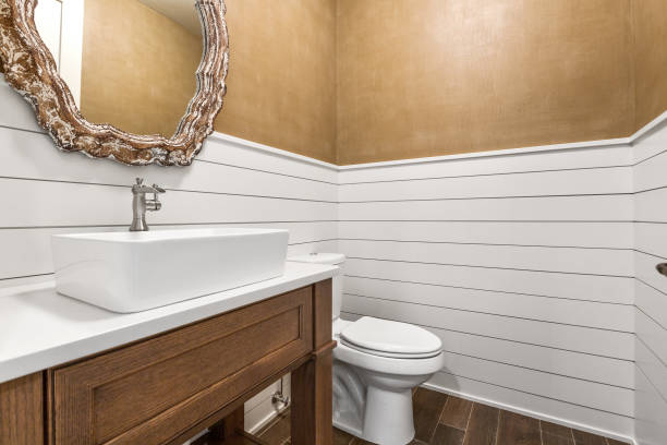 istock Lovely powder room with vessel sink 1262993157