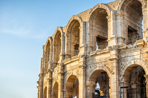 detail of Roman amphitheatre in Arles, France