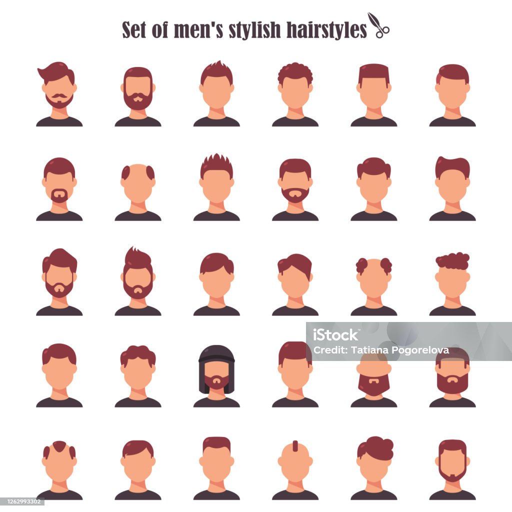Retro Hairstyle Men Male Retro Hair Mohawk Hair Hairstyles Dating Rock  Hairdo Skinhead The Classic And Trendy Salon Hairstyles For Haircut Icon  Vector On Set Isolated On White Background Stock Illustration -