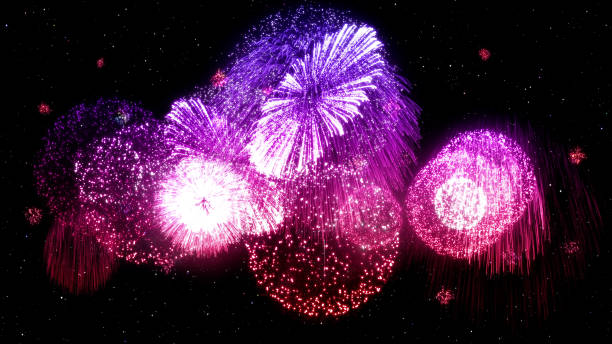 istock Fireworks Pyrotechnic Festival Holiday Hanabi Particles 3D illustration background 1262995128