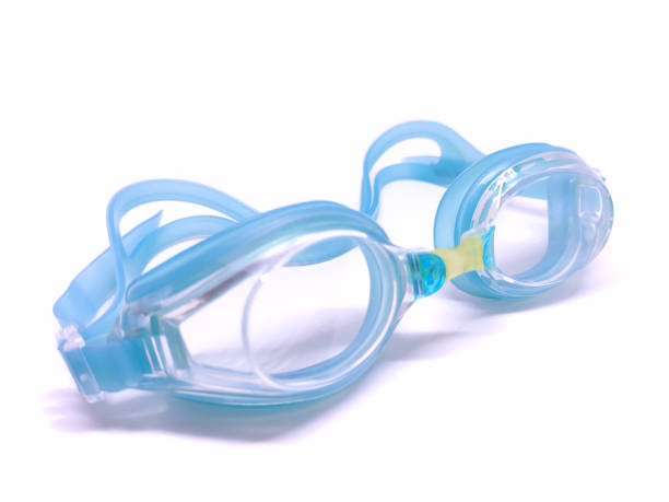 istock Professional glasses for swimming isolated on a white background. Blue swim goggle. 1262996320