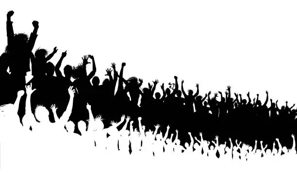 Vector illustration of Crowd of people in the stadium. Crowd of sports fans. Silhouette vector. Banner, poster