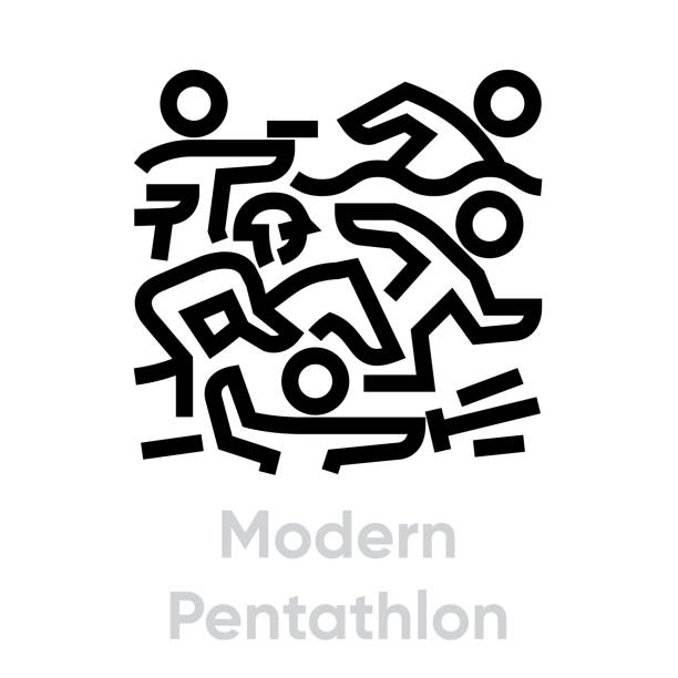 Modern Pentathlon sport icons Modern Pentathlon sport icons. Editable stroke pentathlon stock illustrations