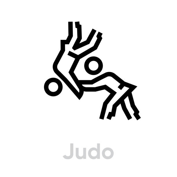 Judo sport icons Judo sport icons. Editable stroke judo stock illustrations