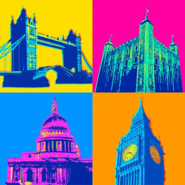 Vector illustration of London Buildings and Icons