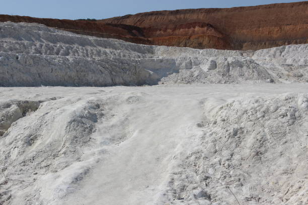 Clay mining. Beautiful background of white clay