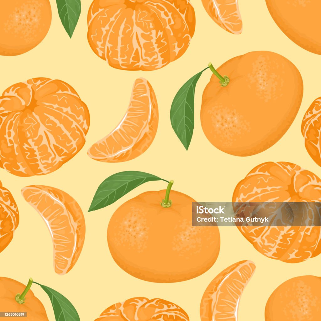 Quýt Hoặc Quýt Hoa Văn Liền Mạch Cam Quýt Và Lá Xanh Trái Cây Gọt ...