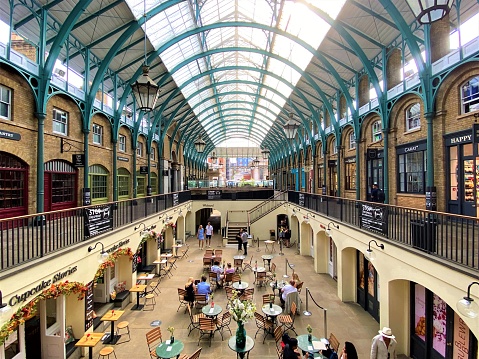 London, United Kingdom - July 31 2020: Covent Garden Market main hall daytime with people