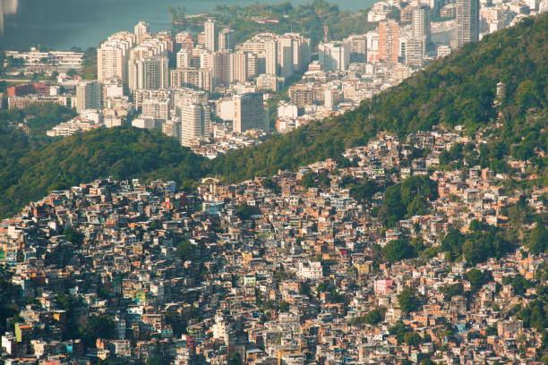 Contrasts Between Rich and Poor - Favela Rocinha and Leblon Districts in Rio de Janeiro