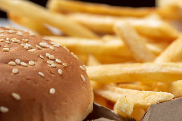 Hamburger and a side of french fries