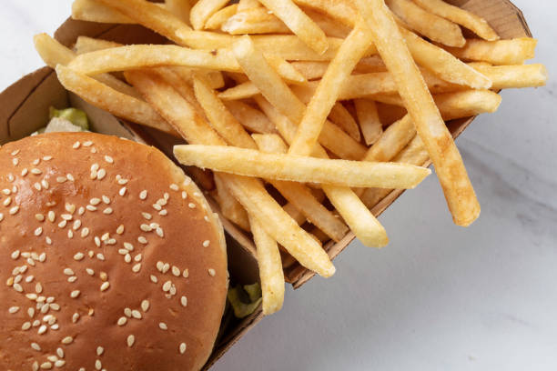 Hamburger and a side of french fries