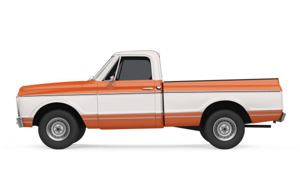 Vintage Pickup Truck isolated on white background. 3D render