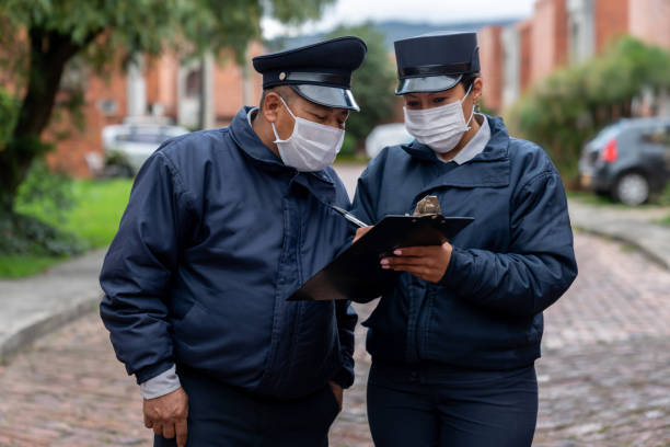 Ethnic American police officer with copy space.