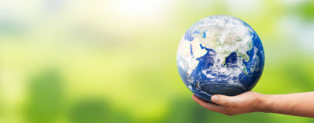 istock Hand holding Earth globe. World environment day 1263025073