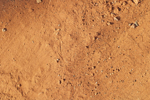 Top view of red soil in Israel stock photo