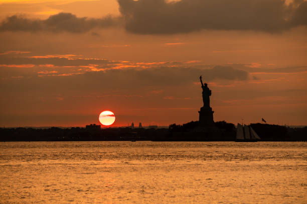 Statue of Liberty at Sunset - as seen feom the Staten Island Ferry