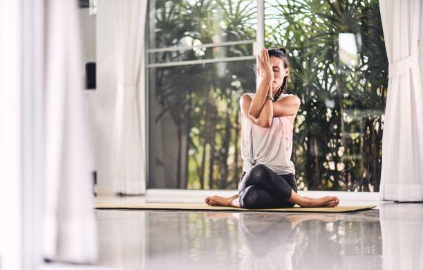 istock Yoga exercises at home 1263033774