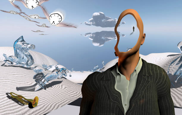 istock Faceless man in suit and winged clocks 1263033992
