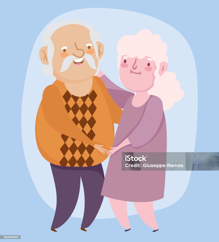 Happy Grandparents Day Elderly Couple Hugging Cartoon Grandfather  Grandmother Characters Stock Illustration - Download Image Now - iStock
