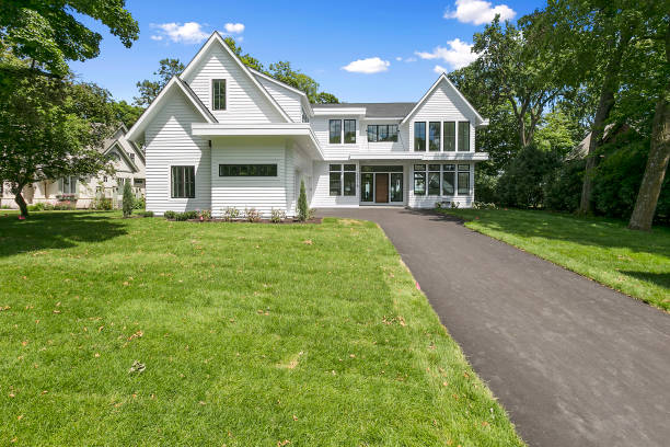 istock Modern farmhouse design with beautiful white siding 1263038057