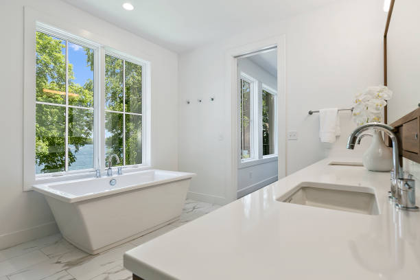 istock Beautiful bath tub in newly built home 1263038073