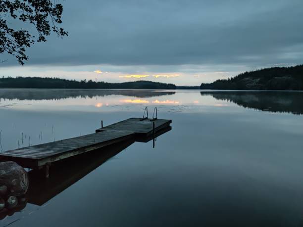 istock Sunset on the lake after the storm 1263042055
