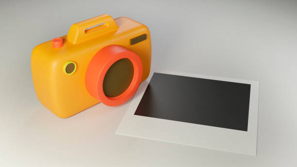 istock yellow camera 3d with photo 1263051304
