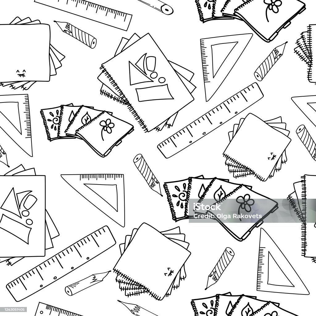 Phác Thảo Minh Họa Vector Về Chủ Đề Trường Học Sách Sao Chép Thước ...