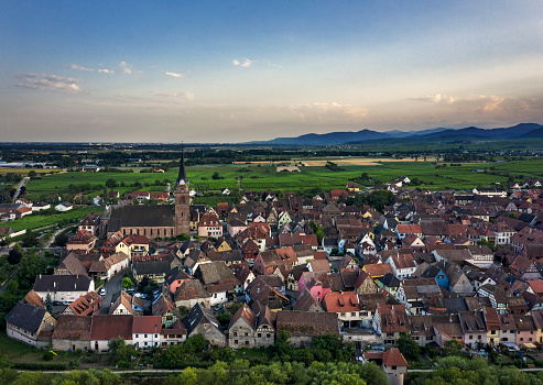 Aerial view of Bergheim Alsace France