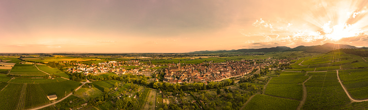 Bergheim Alsace France aerial view
