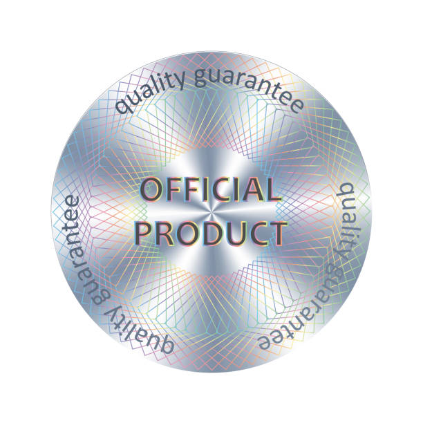 oficjalny produkt metaliczny okrągły hologram realistyczna naklejka. element wektorowy do gwarancji jakości produktu. oficjalna plakietka, ikona projektowania etykiet - guarantee seal stock illustrations