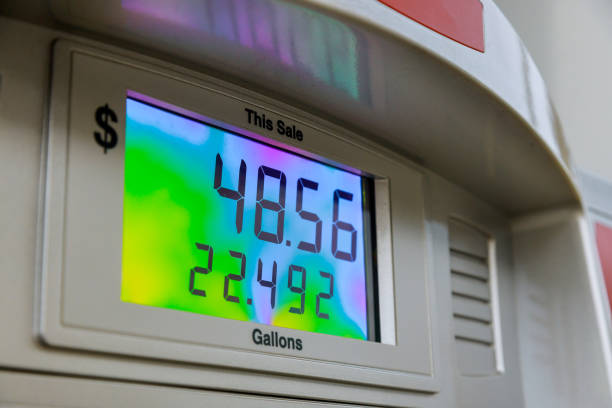 istock Fuel on gasoline pump counter dollars in with digital display 1263058673