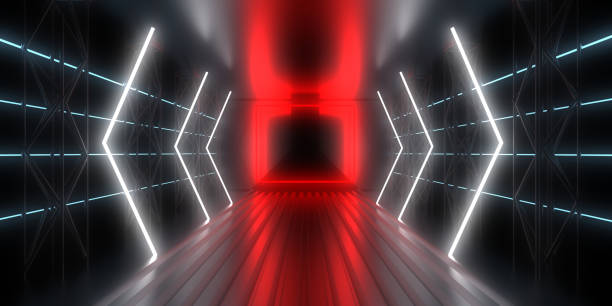 istock 3D abstract background with neon lights. neon tunnel .space construction . 3d illustration 1263058840