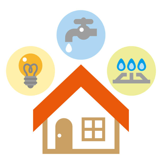 Image icon of utility costs for electricity, gas, and water Image icon of utility costs for electricity, gas, and water public utility stock illustrations