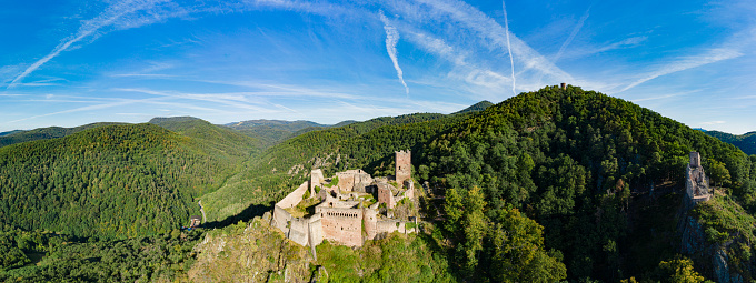 Ruins of castle Saint Ulrich and castle Girsberg in Ribeauville Alsace France