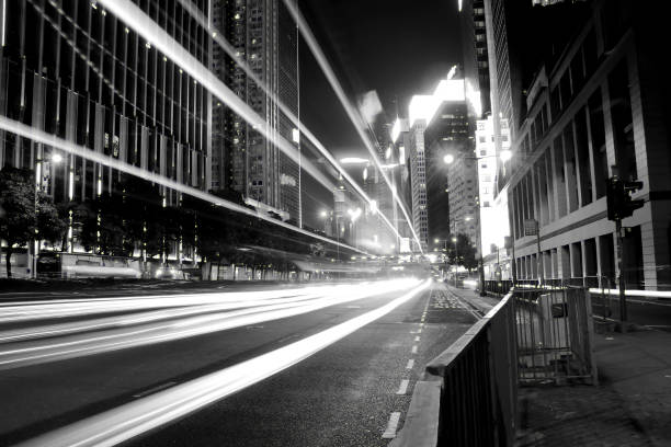 istock blank and white light trail photography with wrong white balance 1263081884