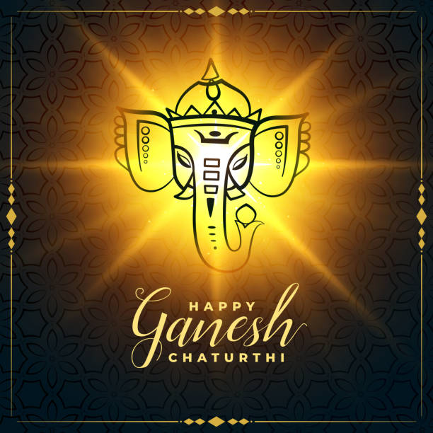 happy ganesh chaturthi glowing festival card design happy ganesh chaturthi glowing festival card design 32330 stock illustrations