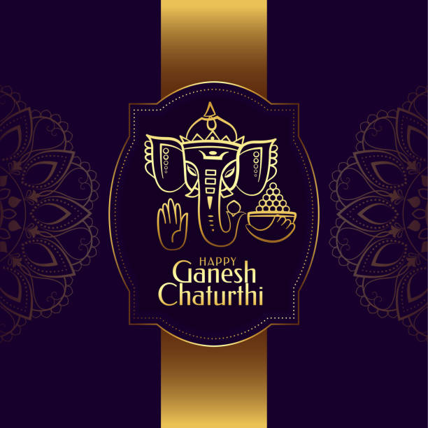 ganesh chaturthi golden festival card background design ganesh chaturthi golden festival card background design 32330 stock illustrations