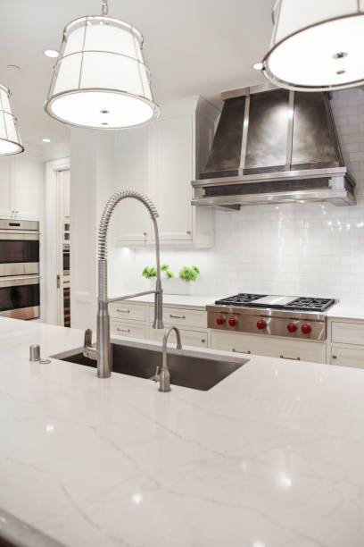 istock View looking over kitchen island with one handle spring faucet 1263090856