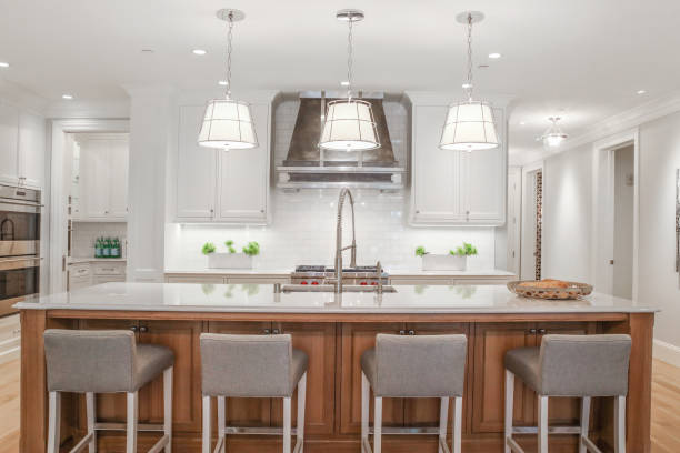 istock View looking over kitchen island with one handle spring faucet 1263090870