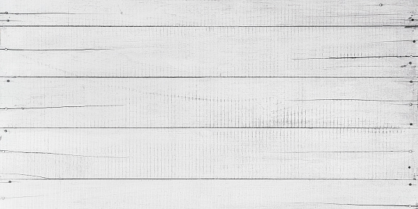Old blank, textured white wooden timber board background with worn edges and lots of grain, cracks, and scratches, a great backdrop for rural and rustic copy space design.