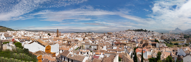 panoramic view to old village of Antequera in Andalusia, Spain