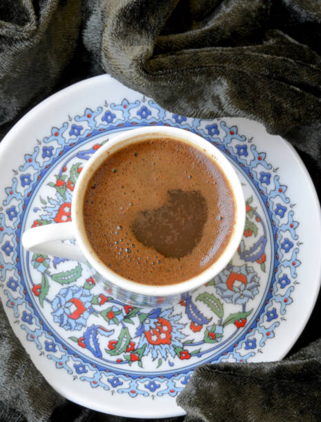 istock a cup of Turkish coffee on fabric background 1263102823