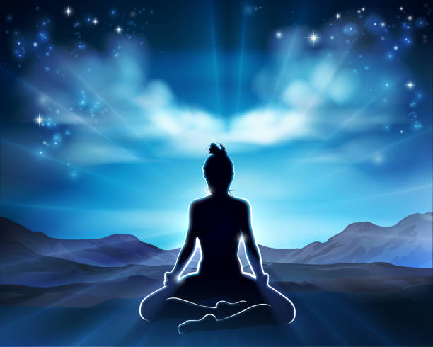 istock Yoga Pilates Pose Silhouette Woman Background 1263103040