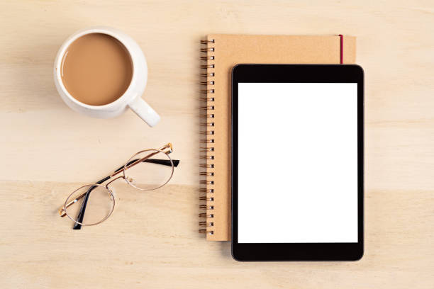 istock Styled minimal desktop mockup with organic color stationary, coffee cup, notepad. Freelancer, social media blogger concept. Flat lay, top view, copy space. 1263104850
