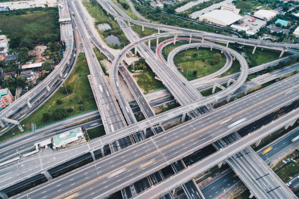 istock Aerial view city transport intersection road car movement 1263107247