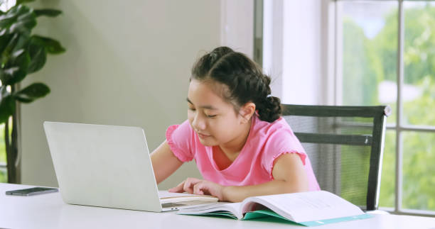 istock A girl studying online distance learning while quarantine at home. 1263110715