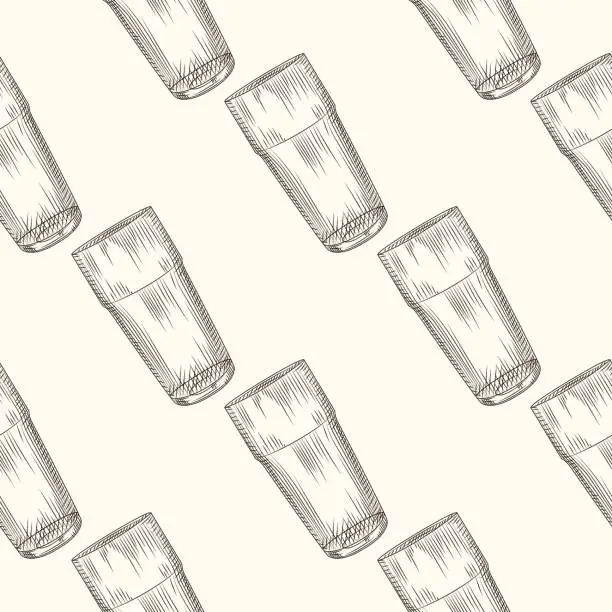 Vector illustration of Hand drawn Collin glass seamless pattern on background. Highball