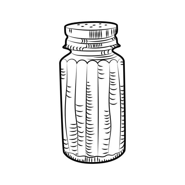 illustrazioni stock, clip art, cartoni animati e icone di tendenza di shaker di sale isolato su sfondo bianco. ooking ingrediente, - salt shaker salt pepper shaker pepper